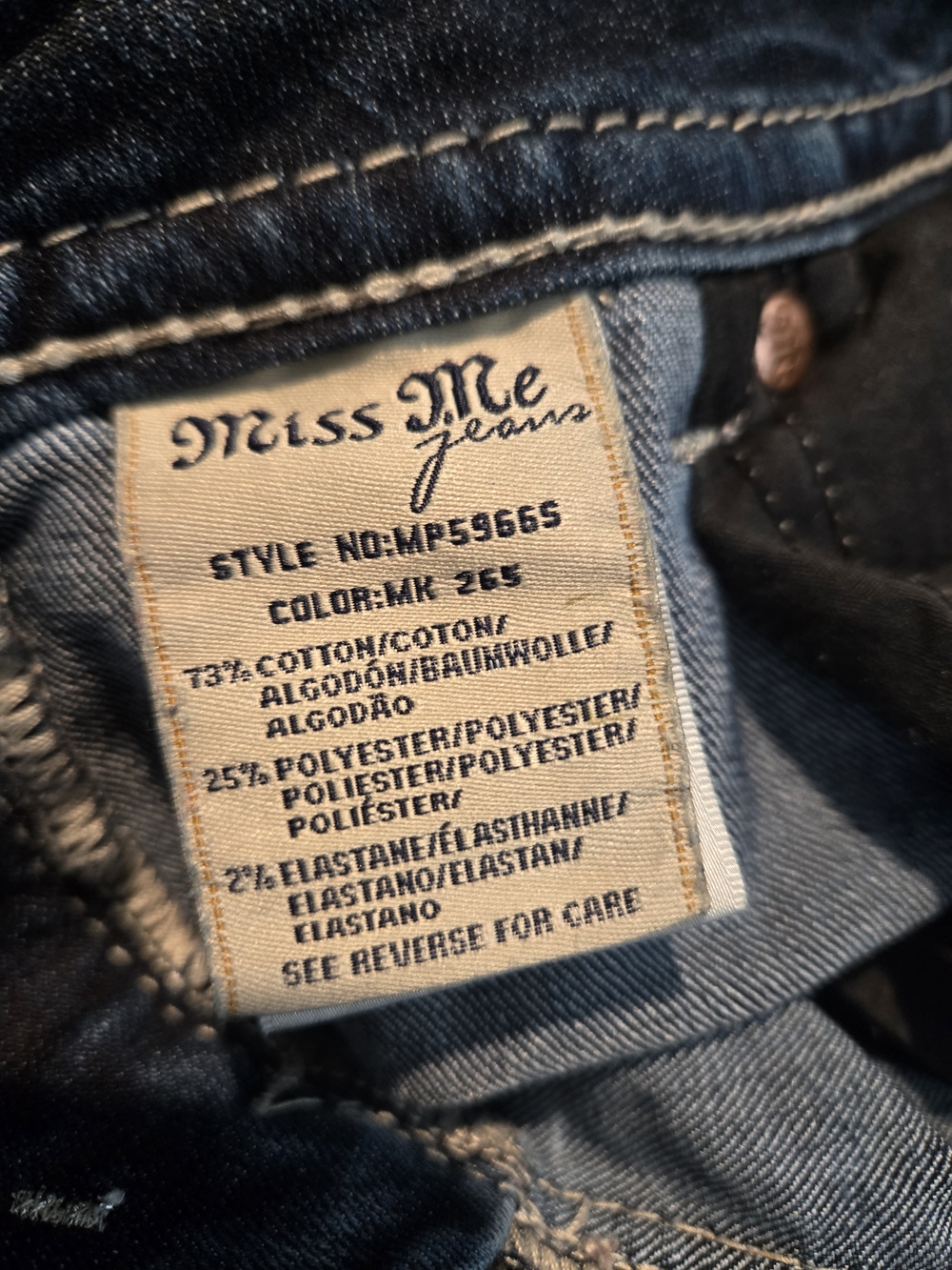 Miss Me Skinny Jeans | Size 28 | Mid-Rise | Embellished Wing Pocket | Stretch - Picture 5 of 7
